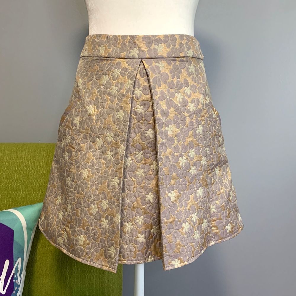 TOPSHOP Gold Purple Floral Mini Skirt NEW